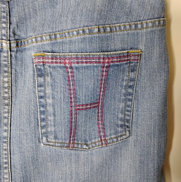 VTG Y2K Tommy Hilfiger Denim Skirt Women’s 10 Low Rise Embroidered Back Pockets - Picture 8 of 10